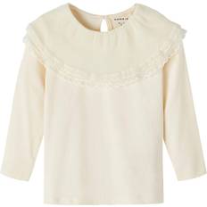 Flickor Blusar & Tunikor Name It Organic Long Sleeves Top - Buttercream (13210293)