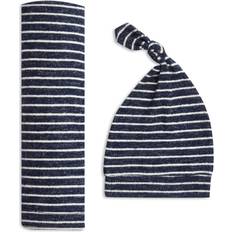 Aden + Anais Babyfiltar Aden + Anais navy stripe snuggle knit swaddle gift set
