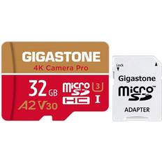 Gigastone Minneskort Gigastone 32 GB Micro SD-kort MicroSD A2 V30 UHS-I U3 C10, 4K UHD videoinspelning, 4K spel, läs/skriv 95/35 MB/s, med MicroSD till SD-adapter för Nintendo Dashcam Gopro Canon Nikon kamera drönare Wyze