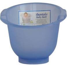 Popolini Doomoo Grunder – Shantala Blue babybadkar för nyfödda – ergonomiskt babybad för att sitta från 0 till 6 månader – badhink med höga väggar för en allsidig skyddad känsla – lagrar värme