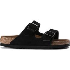 Dam - Mocka Sandaler Birkenstock Arizona Soft Footbed Suede Leather - Black