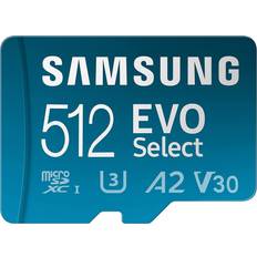 Samsung 512 GB - microSDXC Minneskort Samsung EVO Select microSDXC Class 10 UHS-I U3 V30 A2 130MB/s 512GB