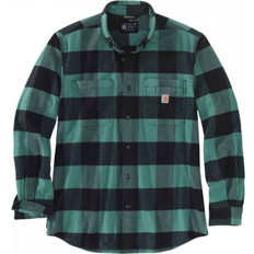 Herr - Rutiga Skjortor Carhartt Rugged Flex Relaxed Fit Midweight Flannel long Sleeves Plaid Shirt - Slate Green