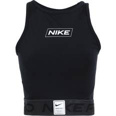Nike Dam - Återvunnet material T-shirts & Linnen Nike Pro Dri-FIT Cropped Graphic Tank Top Women - Black/Dark Smoke Grey/White