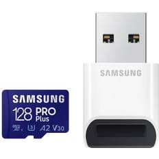 Samsung 128 GB - Class 10 Minneskort & USB-minnen Samsung PRO Plus microSDXC Class 10 UHS-I U3 V30 A2 160/120 MB/s 128GB +Reader