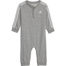 6-9M Jumpsuits adidas Infant Essentials 3-Stripes French Terry Bodysuit - Medium Grey Heather/White (IA2546)