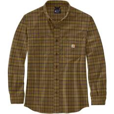 Herr - Rutiga Skjortor Carhartt Mens Midweight Flannel Long Sleeve Plaid Shirt - Oak Brown