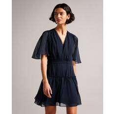 Ted Baker Dam Klänningar Ted Baker Women's Fit And Flare Tiered Mini Dress in Blue, Giggie