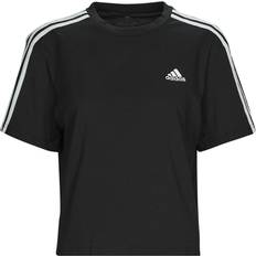 Adidas Bomull - Dam - Långa kjolar T-shirts & Linnen adidas Essentials 3-Stripes Single Jersey Crop Top Black