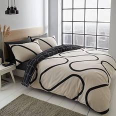 Polyester - Svarta Sängkläder Catherine Lansfield Linear Curve Geometric Påslakan Blå, Svart (200x135cm)