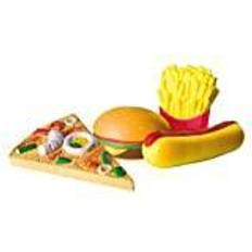 Roba Matleksaker Roba 98146 Squishies set med 4 "Fast Food" pizza, varmkorg, flisor, hamburgare, anti-stress leksak, butik och kökstillbehör, flerfärgad