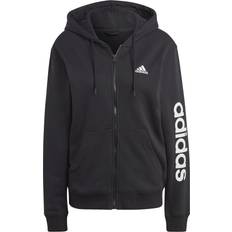 Adidas Dam - Hoodies Tröjor adidas Essentials Linear Full-Zip French Terry Hoodie - Black