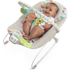 Bright Starts Babysitters Bright Starts Happy Safari Vibrating Baby Bouncer with 3-Point Harness and Bar, Age 0-6 Months