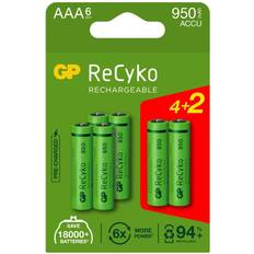 Batterier - NiMH Batterier & Laddbart GP Batteries ReCyko AAA 950mAh 6-pack