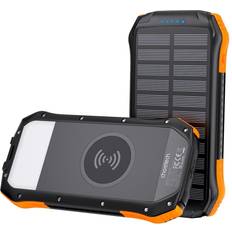 Solcell batterier och laddbart Choetech Powerbank med Solcell 2 x USB-A 10W & Qi-Laddning 10 000 mAh Svart