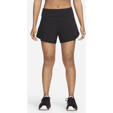 Dam - Silver Shorts Nike Bliss Dri-fit Women's Mid-rise Nyheter Black/Reflective