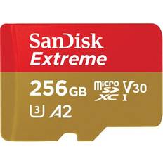 Class 10 Minneskort & USB-minnen SanDisk Extreme microSDXC Class 10 UHS-I U3 V30 A2 190/130MB/s 256GB +Adapter