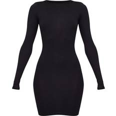 PrettyLittleThing Basic Jersey Long Sleeve Bodycon Dress - Black