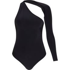PrettyLittleThing Shapewear & Underplagg PrettyLittleThing One Shoulder Asymmetric Bodysuit - Black