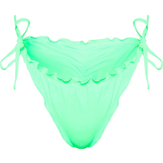 PrettyLittleThing Frill Edge Ruched Back Bikini Bottoms - Green