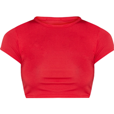 PrettyLittleThing Dam T-shirts & Linnen PrettyLittleThing Basic Short Sleeve Crop T-shirt - Red