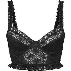Dam - Volanger Shapewear & Underplagg PrettyLittleThing Lace Hook And Eye Detail Crop Corset - Black
