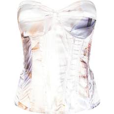 Polyamid Korsetter PrettyLittleThing Abstract Renaissance Print Satin Corset - Nude