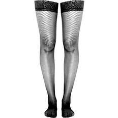 PrettyLittleThing Lace Top Fishnet Hold Up Stockings - Black