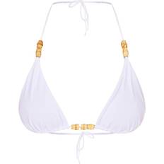 PrettyLittleThing Wooden Bead Triangle Bikini Top - White