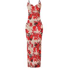 14 - Blommiga - Långa klänningar PrettyLittleThing Plisse Strappy Maxi Dress - Nude Floral Print