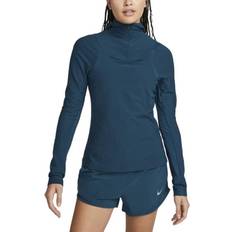 Nike Blåa - Dam - Elastan/Lycra/Spandex T-shirts Nike Therma-FIT ADV Run Division Women's Running Mid Layer - Valerian Blue/Black