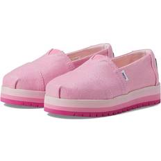 Toms Kids Youth Pink Carnation Twill Glimmer Alp Platform Alpargatas Shoes