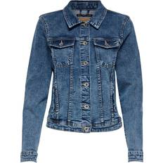 Only Dam Jackor Only Tia Life Short Denim Jacket - Blue/Medium Blue Denim