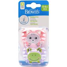 Dr. Brown's Nappar Dr. Brown's Prevent Soothers, Animal Faces, 0-6 Months Assorted Pink
