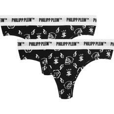 Philipp Plein Trosor Philipp Plein Symbols Logo Underwear Thongs 2-pack - Black