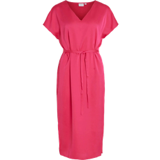 Vila Viellette Short Sleeved Midi Dress - Pink Yarrow