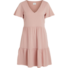 Enfärgade - Korta klänningar - Rosa Vila Natalie Summer Dress - Dusky Pink