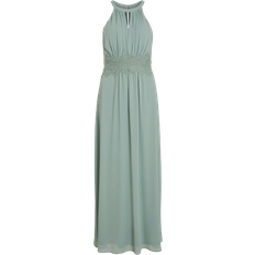 34 - Enfärgade - Långa klänningar Vila Milina Pleated Halterneck Maxi Dress - Green Milieu