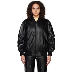 Stella McCartney Jackor Stella McCartney Womens Black Collared Ribbed-trim Woven Bomber Jacket