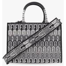 Furla Vita Toteväskor Furla Opportunity Tote S Toni Grigio Grey Jacquard Fabric Ethnic Arch Logo Woman