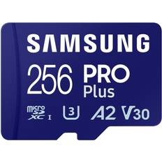 Samsung 256 GB - Class 10 Minneskort & USB-minnen Samsung PRO Plus microSDXC Class 10 UHS-I U3 V30 A2 180/130MB/s 256GB +SD adapter