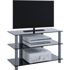 Silver TV-bänkar VCM Netasa Black Glass TV-bänk 59x45cm
