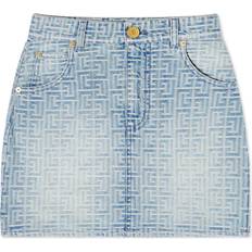Balmain Monogrammed short denim skirt