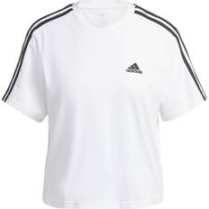 Adidas Dam - Lös T-shirts & Linnen adidas Essentials 3-Stripes Single Jersey Crop Top - White/Black