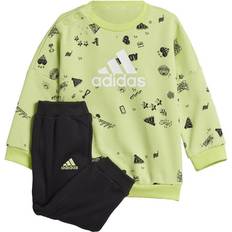 0-1M Tracksuits adidas Kid's Brand Love Crew Sweatshirt Set - Pulse Lime/Black/Black