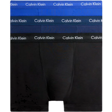 Calvin Klein Blåa - Herr Kalsonger Calvin Klein Cotton Stretch Trunks 3-pack - Cobalt Blue/Night Blue/Black