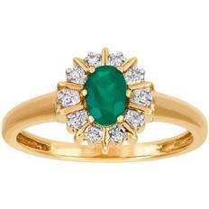 Matt Smycken Guldfynd Ring - Gold/Diamonds/Emerald