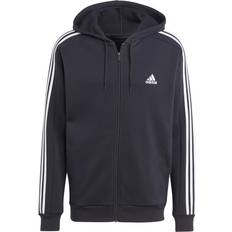 Herr - Hoodies Tröjor Adidas Essentials Fleece 3-stripes Full-zip Hoodie - Black