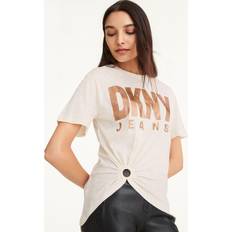 DKNY Överdelar DKNY Women's O-Ring Logo T-Shirt in White Pristine