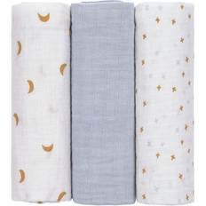 Lässig Blåa Sköta & Bada Lässig Baby spottduk, skötfilt, muslinblöjor, muslinduk, set om 3, bomull, 85 x 85 cm/Swaddle & Burp filt, L tractor, blå